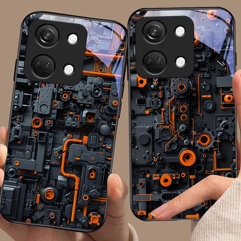Circuit Diagram For OnePlus Nord 3 5 6T 7 Pro 8 12 10T Reno8 Lite 5G 10R Nord N30 Hard Shell Tempered Glass Phone Case Black