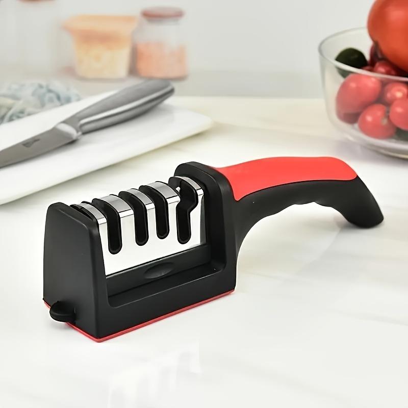 

4-Stage Professional Knife Sharpener, Tungsten Steel & Ceramic Stones for Kitchen/Outdoor Knives(Not for Damascussed Edges) one size красный