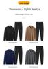 Men's Plus Size Long Sleeve Polo Shirt & Pants Set - Autumn/Winter Warmth for Middle-Aged