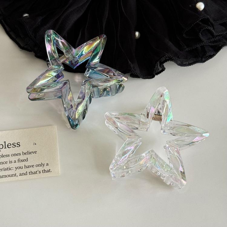 Bunte ausgehöhlte Stern-Haarklammer Süße halb hochgesteckte Haarspange Niedliche fünfzackige Stern-Pferdeschwanzklemme Modische Haarspange