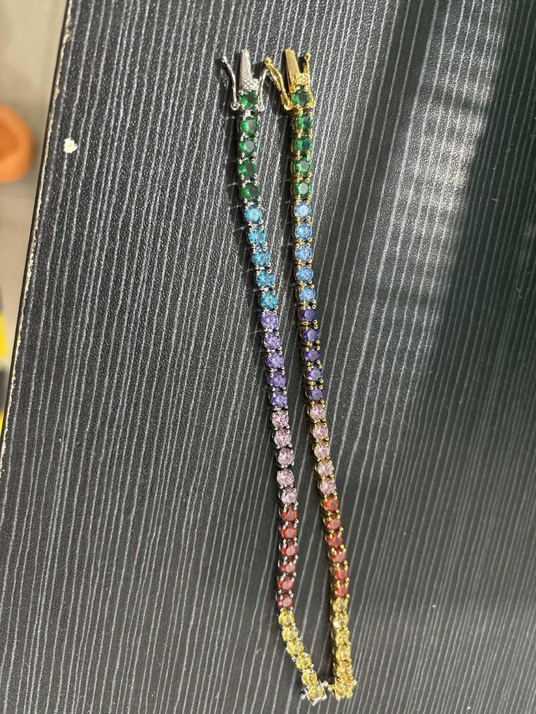 Factory 3.5mm Copper Rainbow Tennis Chain AAA+ CZ Iced Out Chain Stackable Jewelry for Women Supplier