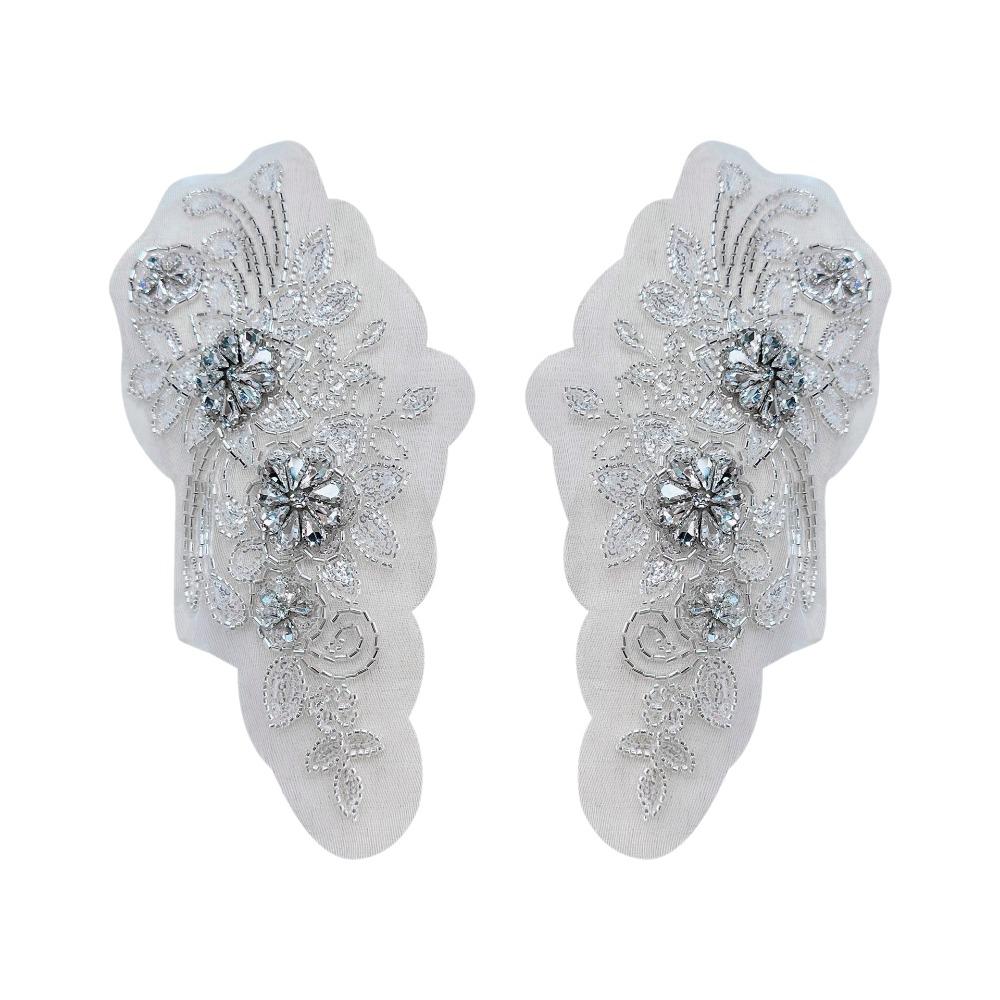 Rhinestones Lace Flower Applique Flower Design Clothing Applique Dress Patches  Evening Dress
