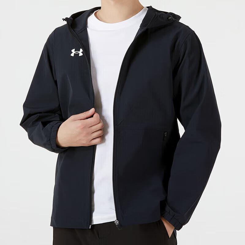 Under Armour Woven Logo Long Sleeve Top Comfortable Mid Waist Outdoor Pants Casual Sports Set Men Sports Set Black 21600411-001+21600705-001