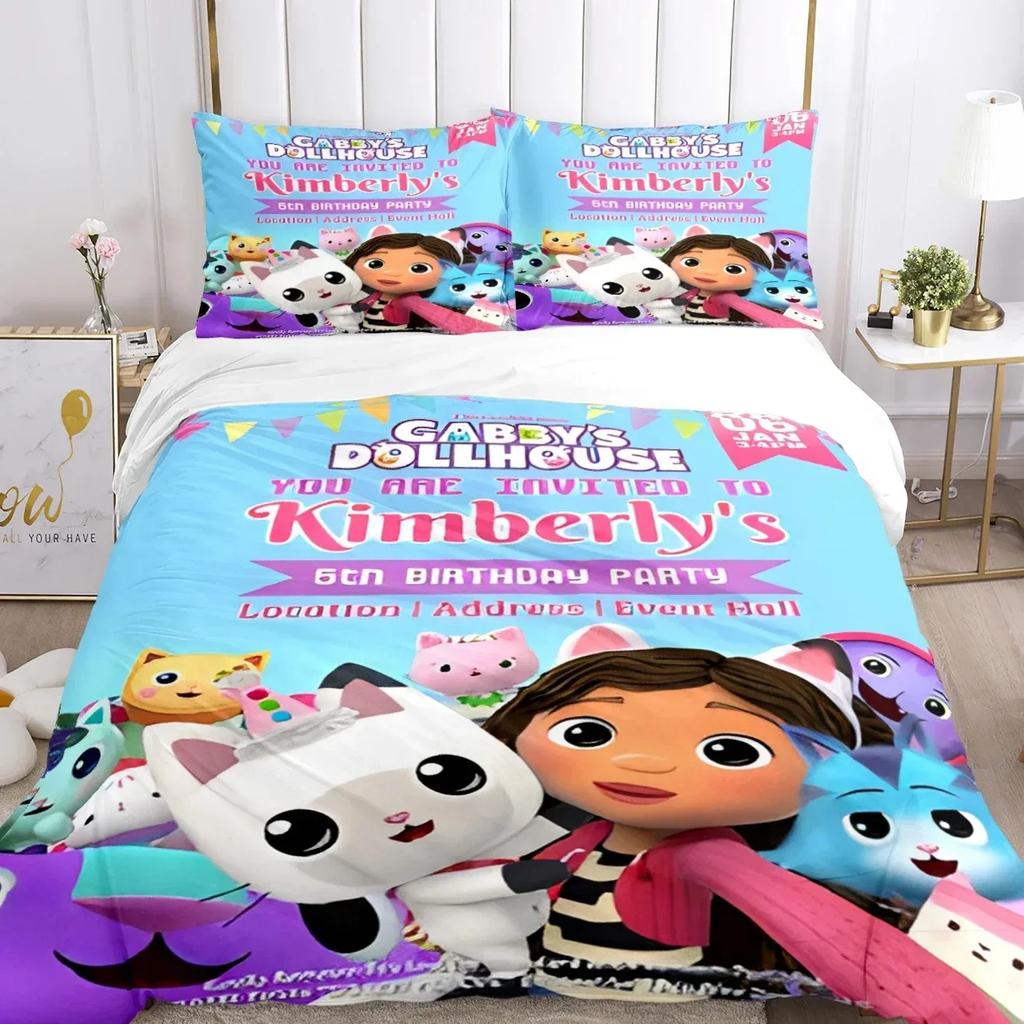 Gabby's dollhouse Kawaii 3D NEW Duvet Cover Pillowcase Bedding Set Adult Girl Bedroom Decoration Children Single Double Large