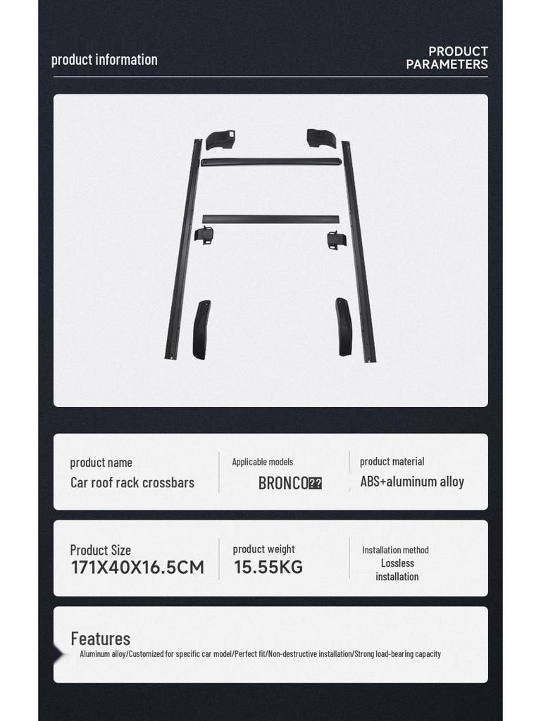 Ford Bronco Roof Rack Crossbar Bracket for Hard Top Luggage Carrier