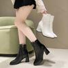 Women's Shoes Side Zipper Women's Boots 2026 Fashion Pointed Warm and Elegant Buckle High Quality Short Fleece Ankle Boots
