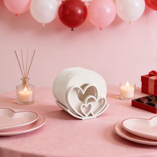 Hjärta Toalettpappershållare 3D-printad Fristående Toalettpappershållare Söt Kärlekshjärtan Toalettpappershållare för Badrum Alla Hjärtans Dag Dekoration