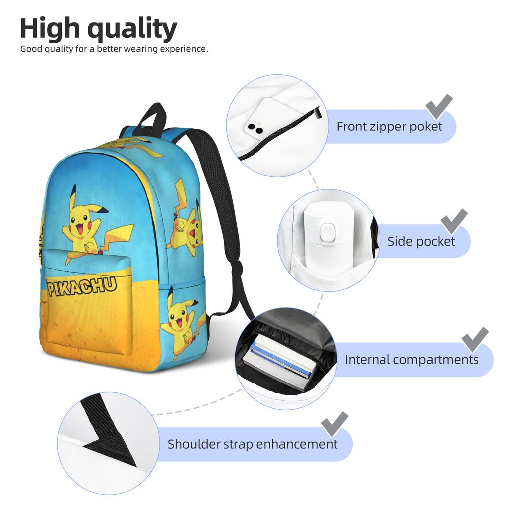 Fashion Pokemon Pikachu Backpack Mochilas Light Outdoor Large Capacity Rucksack