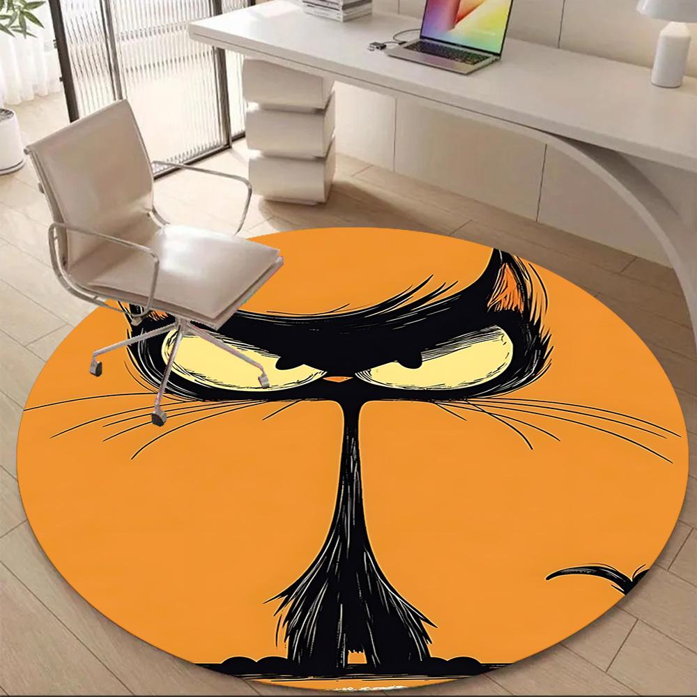 1pc Cat Whiskers Office Round Area Rug, Indoor Mat Suitable ForOffice, Under Office Chairs Bedroom Living Room Home Decor, Room Deco u36