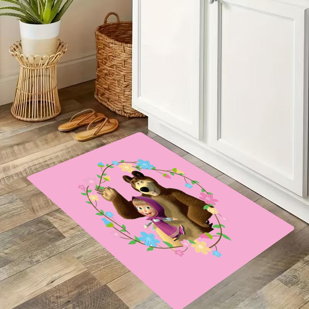 Masha Bear Kitchen Carpet Nonslip Floor Mat Ideal For Indoor And Outdoor Entryway Door Mat Laundry Room Bathroom Foot Mat