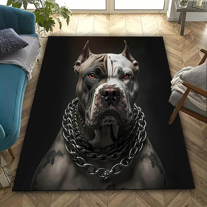 Bulldog Big Chain Printed Carpet for Living Room Rugged, Indoor Carpet for Bedroom Dining Room, Office Large Mat Machine Wash