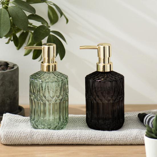Glass Lotionflaske Sklisikker Bunn Gjennomsiktig Design Stor Kapasitet Flytende Dispenser Hjemmetilbehør