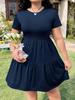 European & American Women's Solid Color Ruffle Hem Short Sleeve T-shirt Dress, Casual Fashion (2026)