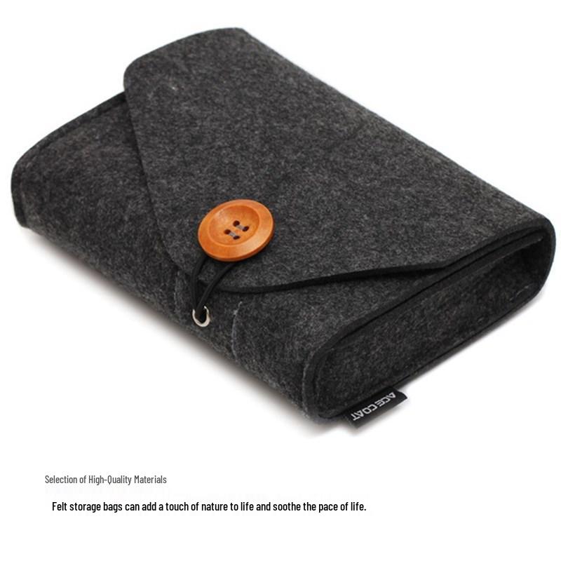 

Solid Color Felt Storage Bag for Power Bank, Mouse, Data Cable, Earphones & Charger Medium темно-сірий