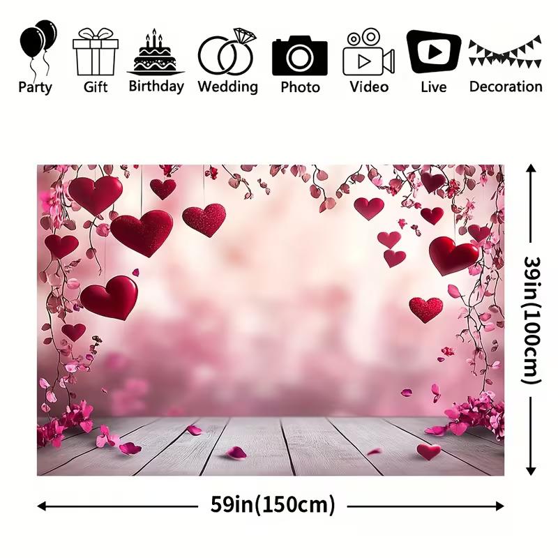 2D Valentines Day Red Heart Backdrop for Wedding Photoshoot