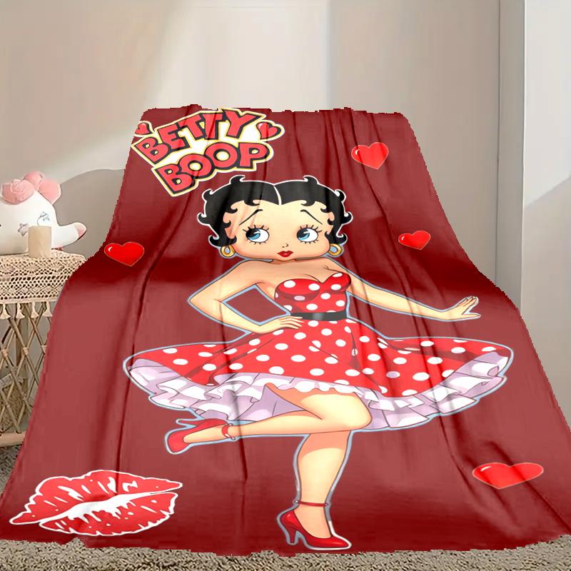 [1pc Betty Boop Blanket] All-Season Blanket - Cozy Blanket for Sofa Couch Home Decoration, Digital Printed Nap Blanket