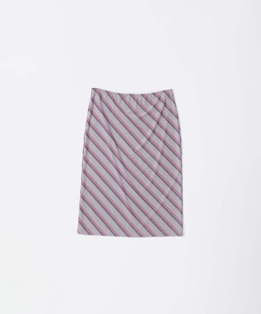Sculpter Mesh Stripe Midi Skirt Baby Pink