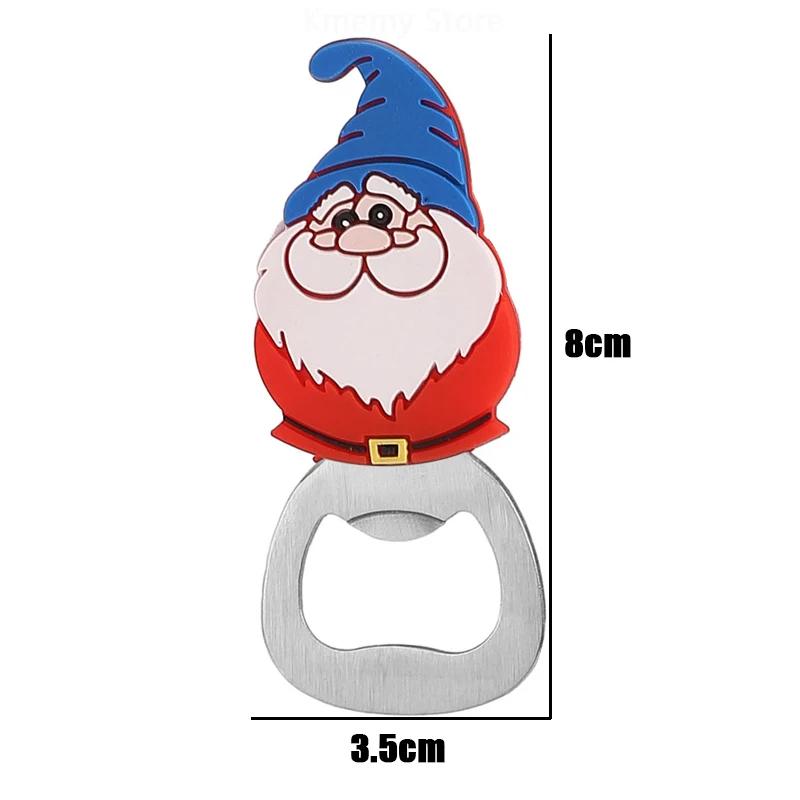Christmas Magnetic Bottle Opener Santa Snowman Elk Beer Eagle Silicone Stainless Steel Beer Openers Fridge Magnets Kitchen Tools