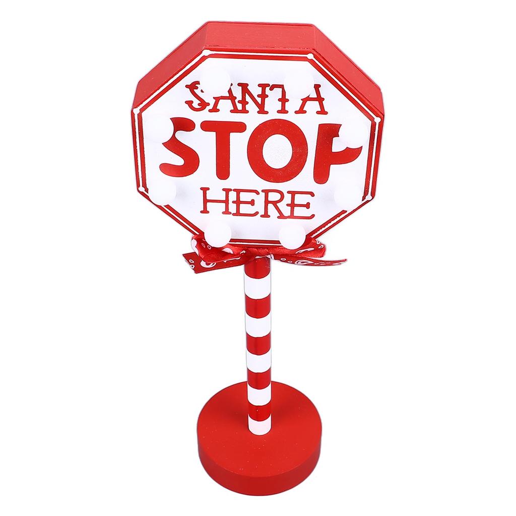 Christmas Stop Here Decor Metal Solid Wood LED Delicate Santa Stop Here Tree Topper for Christmas