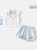 New Arrival: Girls' Cute Rabbit Two-Piece Set - Short Sleeve & Shorts, Breathable Cotton Gauze Summer Outfit