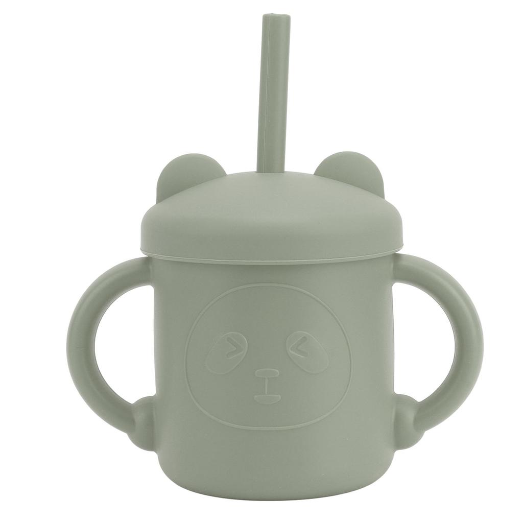 1 Pcs Silicone Sippy Cup Panda Pattern Baby Learning Training Cup Drop Resistant Silicone Sippy Cup with Handles Spout