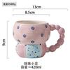 Hand-Painted Relief Ceramic Breakfast Cup Large Capacity Oat Cup Mug Cute Creative Household Cup Cartoon Water Cup