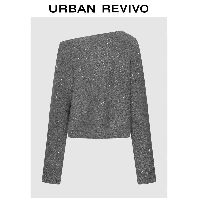 

Женский асимметричный трикотажный свитер с пайетками UR L