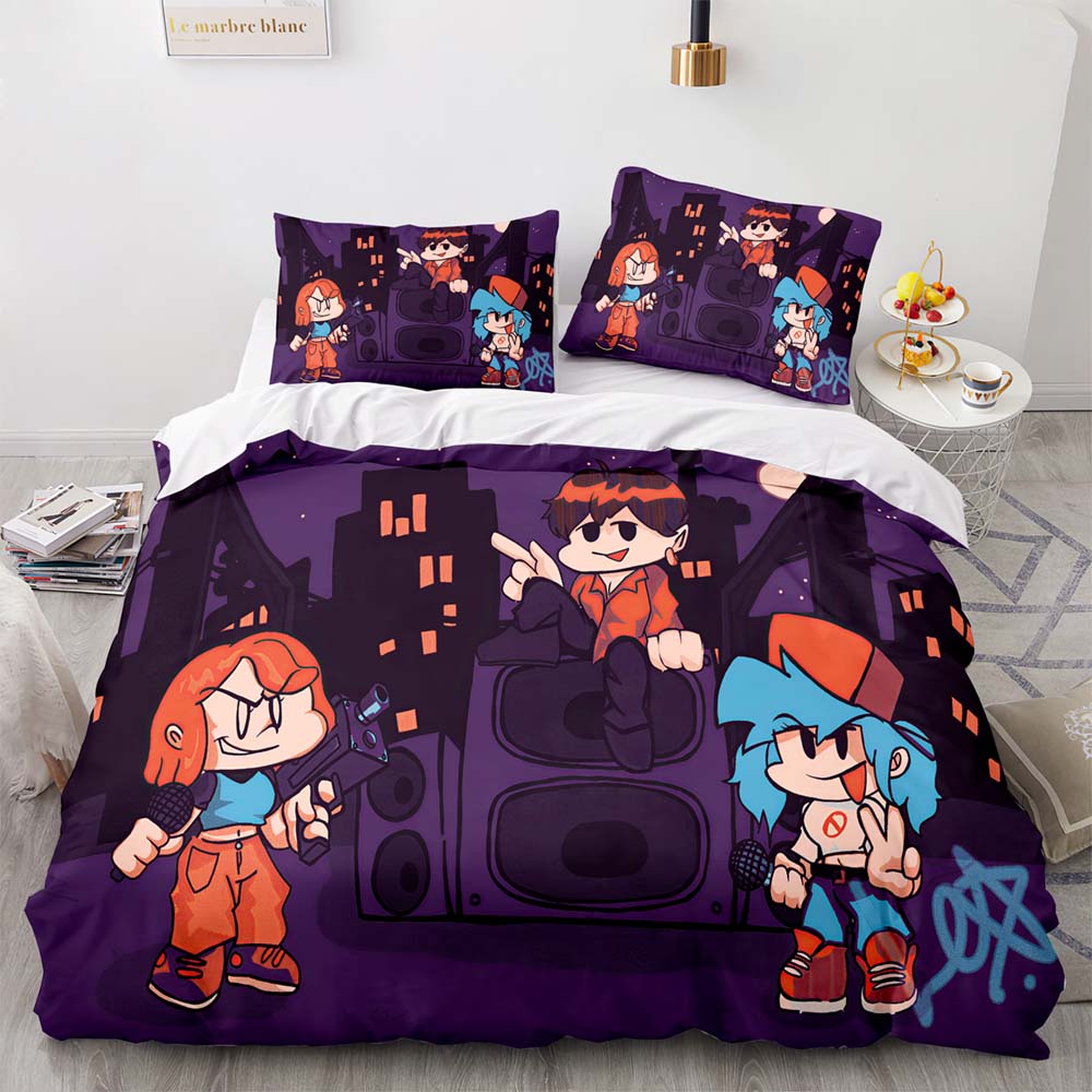 3D Print Anime Friday Night Funkin Bedding Set Single Twin Full Queen King Size Kawaii Bed Set Adult Kid Bedroom Duvetcover Sets