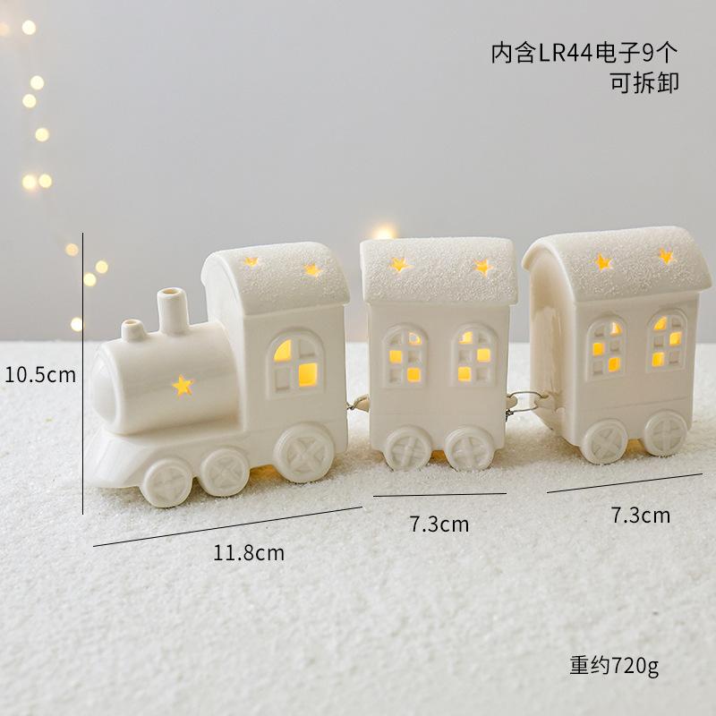 

Скандинавский керамический светящийся поезд мини-иглу светящиеся маленькие украшения домашние рождественские украшения новогодние подарки
