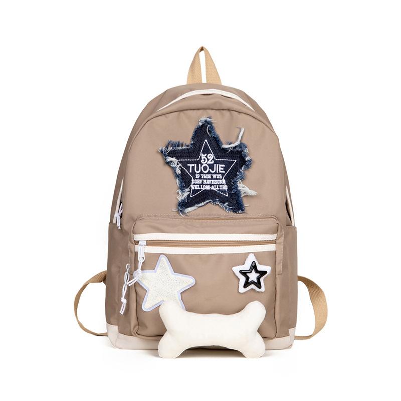 

Винтажная мода джинсовые буквы звездные рюкзаки милый повседневный школьный ранец эстетичный контрастный цвет универсальный рюкзак хаки