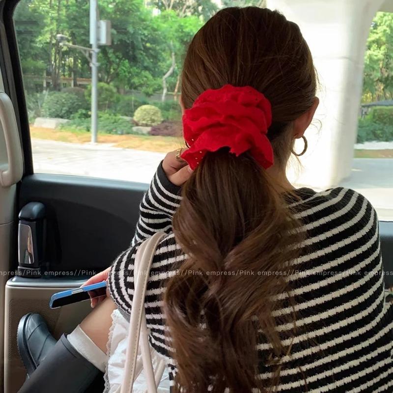 Oversized, White Lace, Headband, Female, 2025 New Model, Korean Style, Rubber Band, French Style, Vintage, Lace Tied Hair