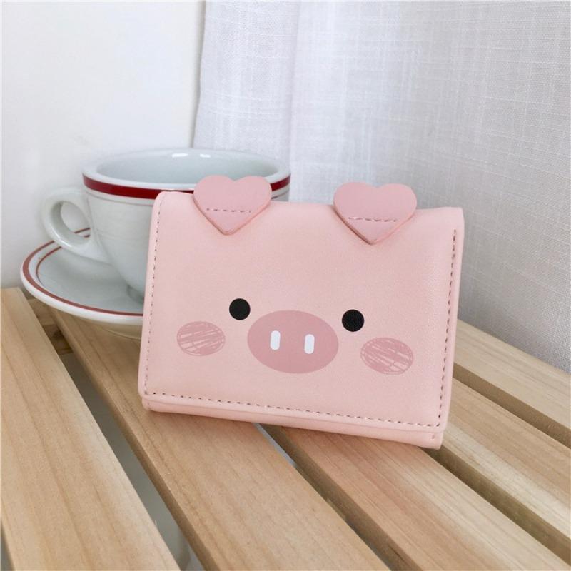 short three-fold wallet for women, cartoon cute student small wallet, multi-card women's wallet.