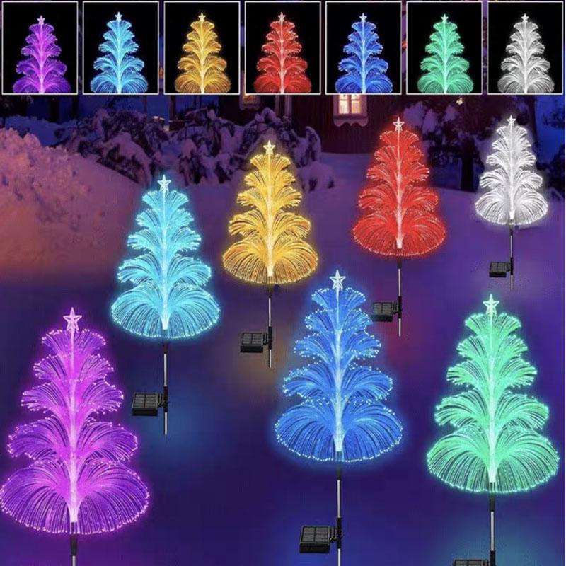 Outdoor Color-Changing LED Jellyfish Garden Lights with Solar Fiber Optics