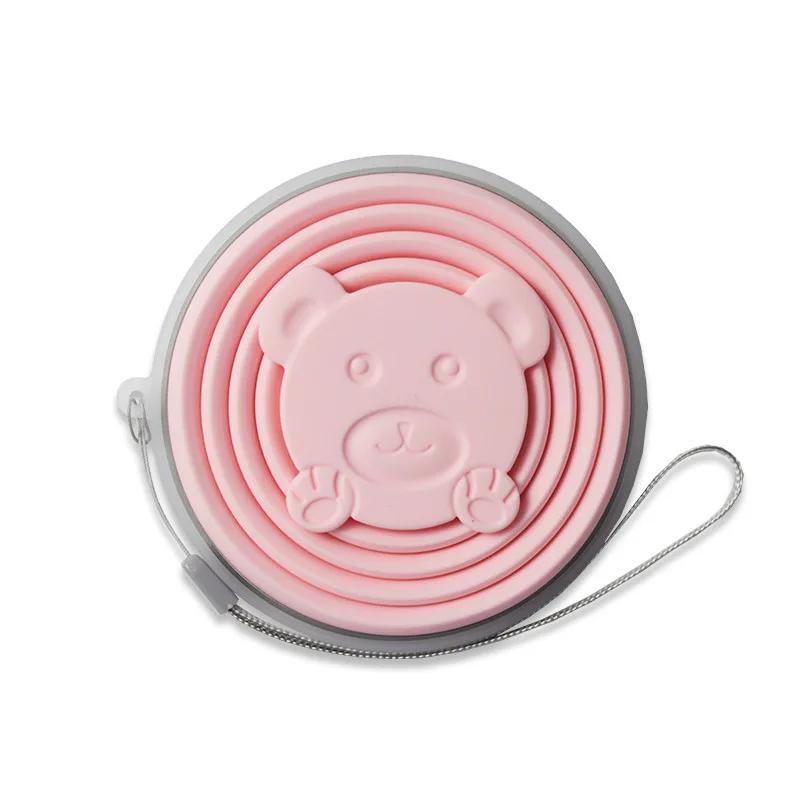 

180/270/320 мл складные стаканы BPA FREE пищевой стакан для воды дорожный силиконовый выдвижной цветной портативный уличный кофейный стакан 180ml розовый