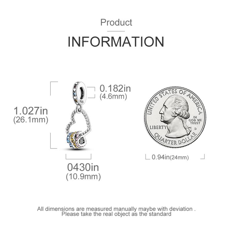 Charms Plata Infinite Love Colorful Heart-Shaped Pendants Fit Original Bracelets Charms For Women Jewelry Making Gifts