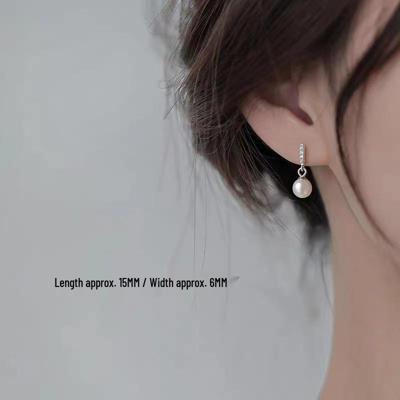 925 Sterling Silver Needle Pearl Stud Earrings - 2023 Women's Light Luxury, High-End Niche Design