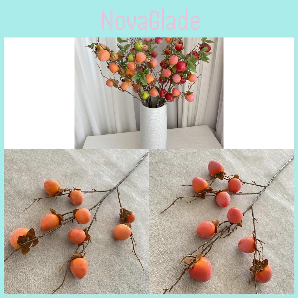 Faux Persimmon Fruit Branch For Home Decor With Foam Painted Berries