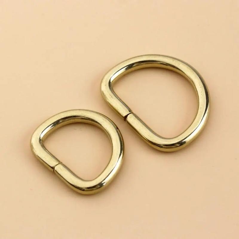 10Pcs Solid Brass D Rings Buckles for Bag Strap Belt Purse Webbing Dog Collar 10-38mm Inner Width Leather Craft DIY Accessories