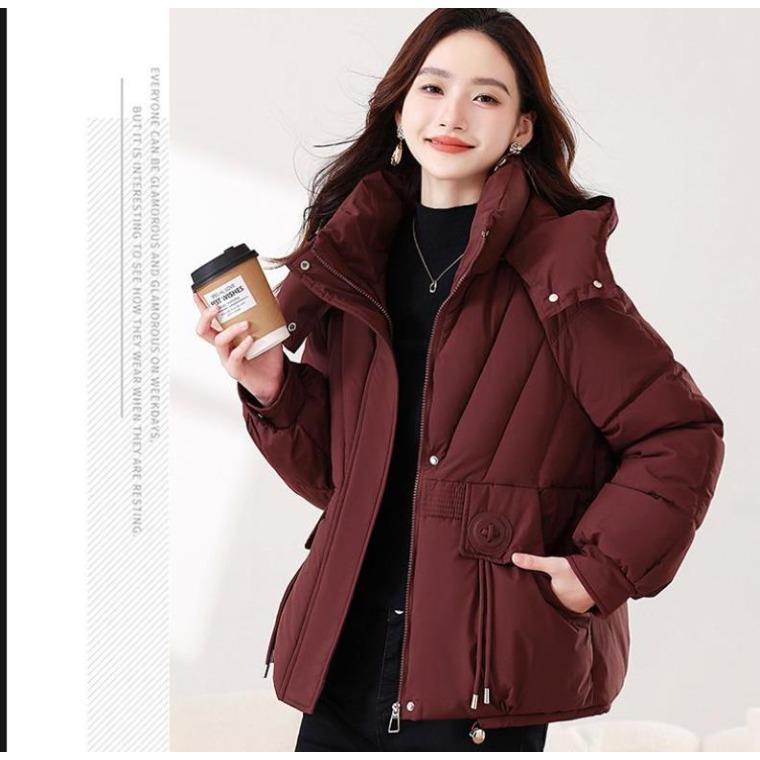 Fashion Korean Style Short Hooded Loose Warm Winter Thickened Cotton Padded Coat Simple Design