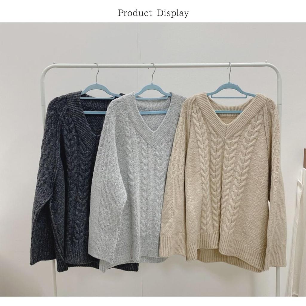 Knit Loose Cable Knit Solid Perfect for Casual [OGCPWYQZ] Women's V-Neck Sweater, Fit, Long, Oversized, Pullover, Soft, Warm, Stylish, Elegant, Color,