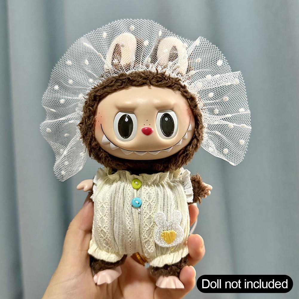 För 17cm Labubu Dockkläder Modekläder Huvtröjor Dockkläder Färgmatchning Huvtröjor Docktillbehör Söt Dekoration Små Kläder