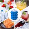 2-in-1 Silicone Ice Cube Mold & Ice Tray, Large Circular Ice Bucket, Portable Dark Blue Ice Maker for Summer Drinks