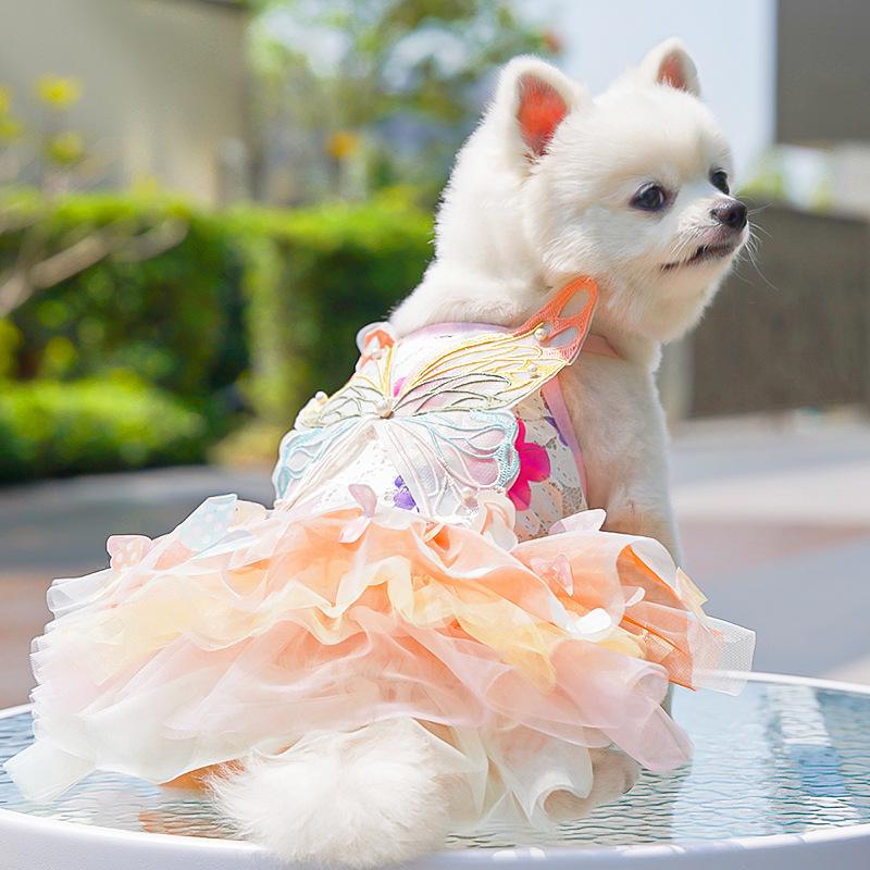 Dog Summer Thin Cat Princess Dress Butterfly Dog Trouser Dress Pet Clothes Cat Clothes Dress Pet Supplies