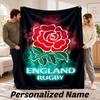 England Rugby Personalized Flannel Blanket Custom Name Text Soft Throw Blanket Home Decor