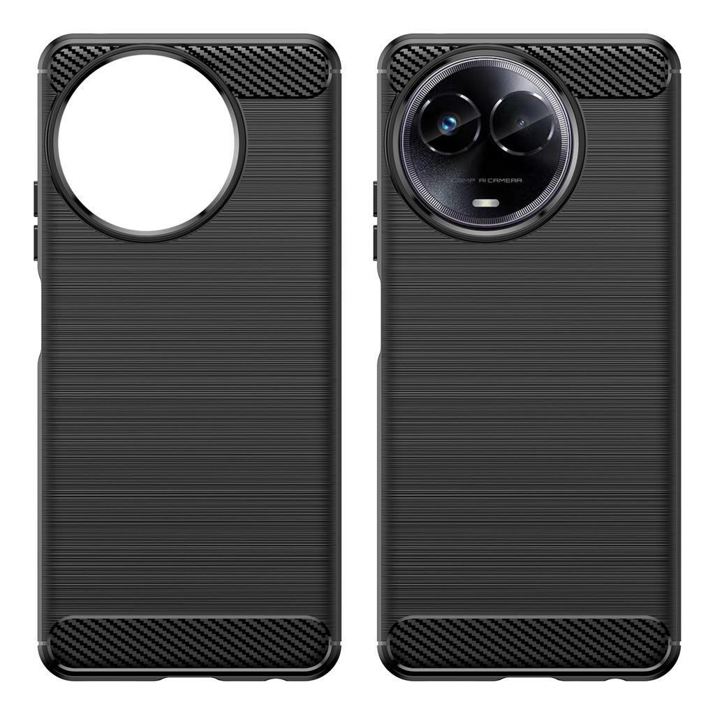 For Realme V50s 5G Case Shockproof Carbon Fiber Texture TPU Cell Phone Cover