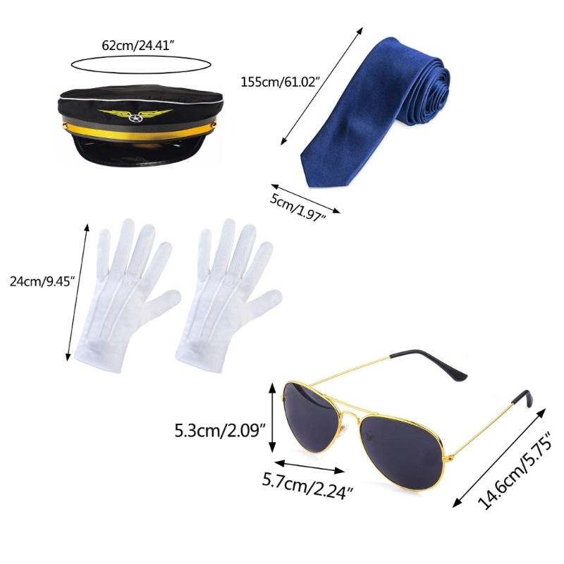 Yacht Captain Costume Set Hat Stewardess Cosplay Costume Accessory Scarf Gloves