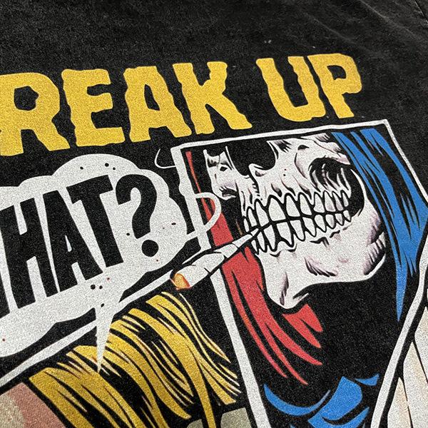 American Retro Street Vintage Cartoon Printing Washing Water Old Short-Sleeved T-Shirt Men'S And Women'S High Street National Tide Brand