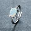 Personalized Oval Blue Green White Turtle Mouth Versatile Womens Ring with Micro Inlaid Zircon Decoration