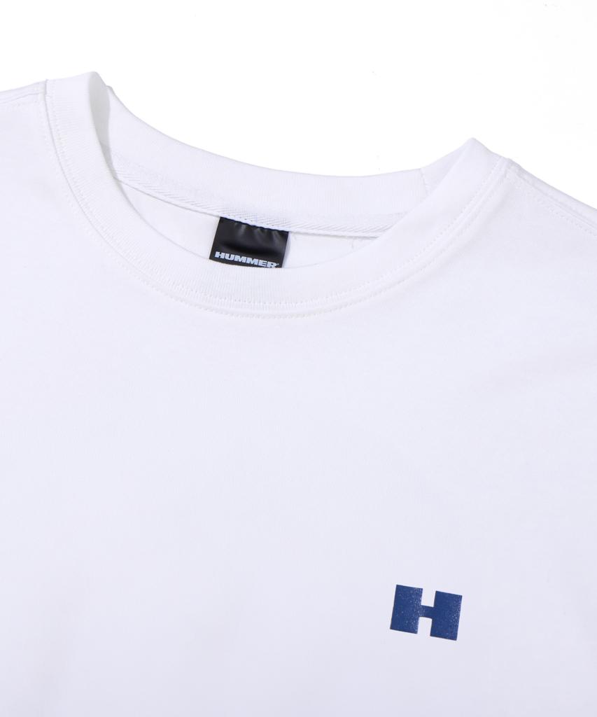 HUMMER [32-Count Cotton] Sunset Back Graphic Cool Short Sleeve T-Shirt White