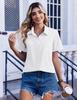 Chemise Boutonnée Manches Courtes Couleur Unie pour Femme - Haut Business Casual/Formel pour le Travail, Collection Printemps/Été 2026